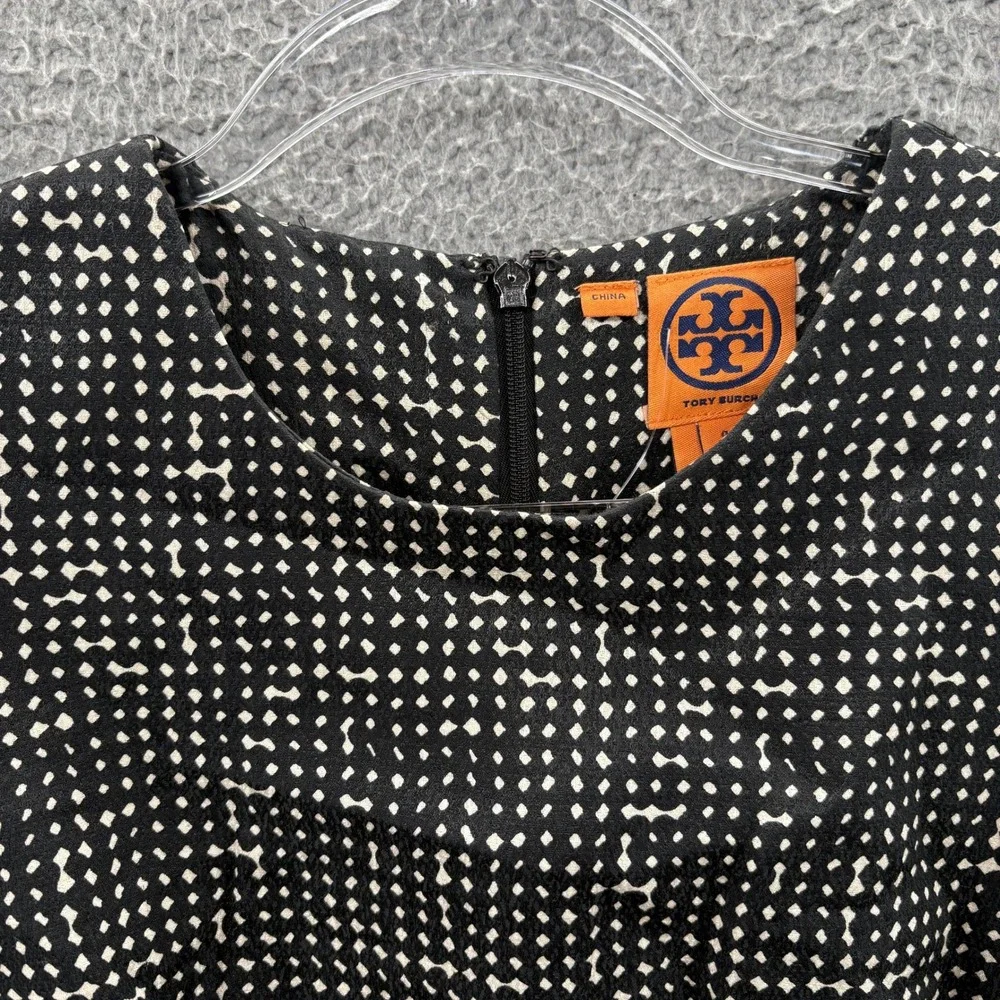 Tory Burch Shift Dress Women Size 4 Black White Sleeveless Buttons Designer  *
